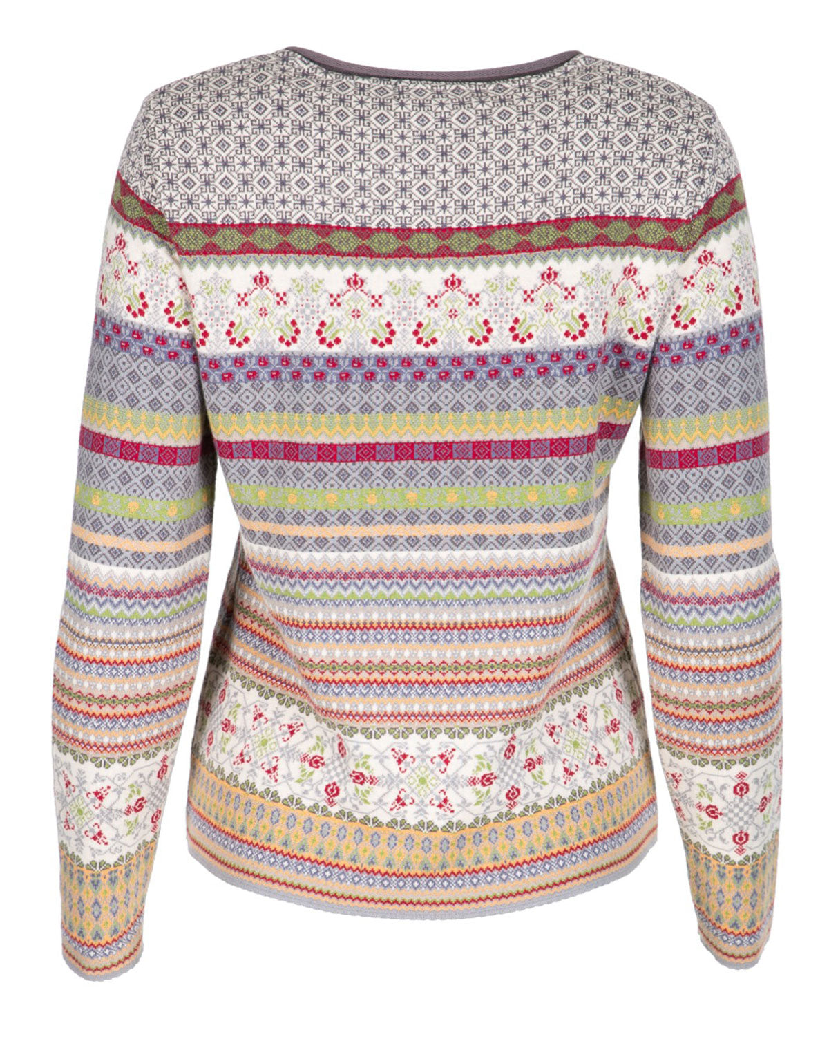 Dunque Damen Jacquard Pullover Rundhals Bio Baumwolle