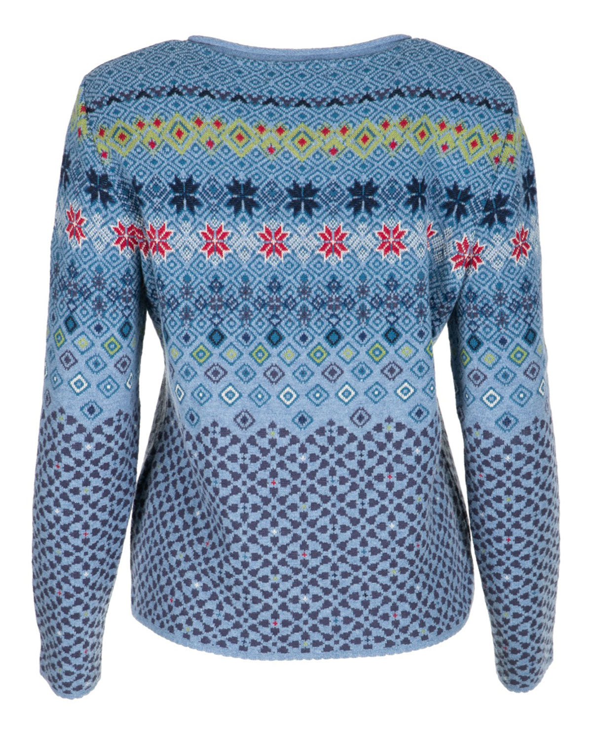 Jacquard-Rundhals-Pullover Schurwolle Baumwolle (Bio)