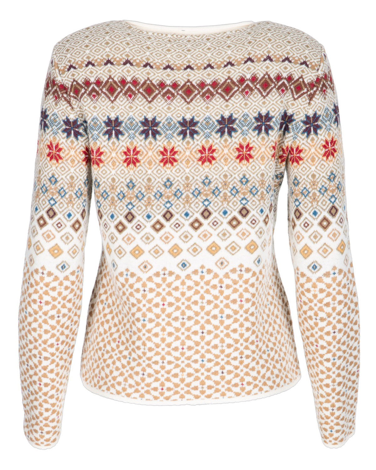 Jacquard-Rundhals-Pullover Schurwolle Baumwolle (Bio)