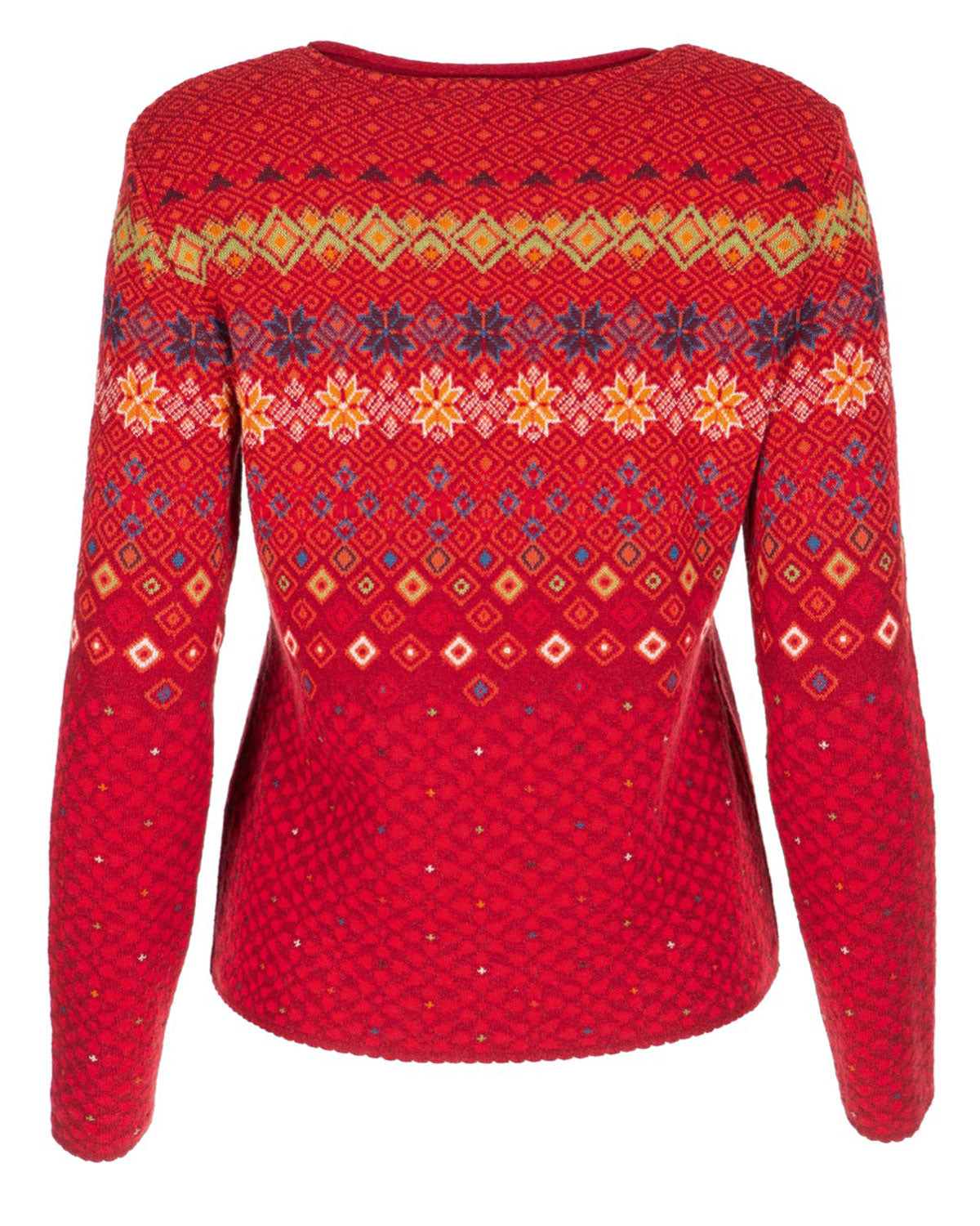 Jacquard-Rundhals-Pullover Schurwolle Baumwolle (Bio)