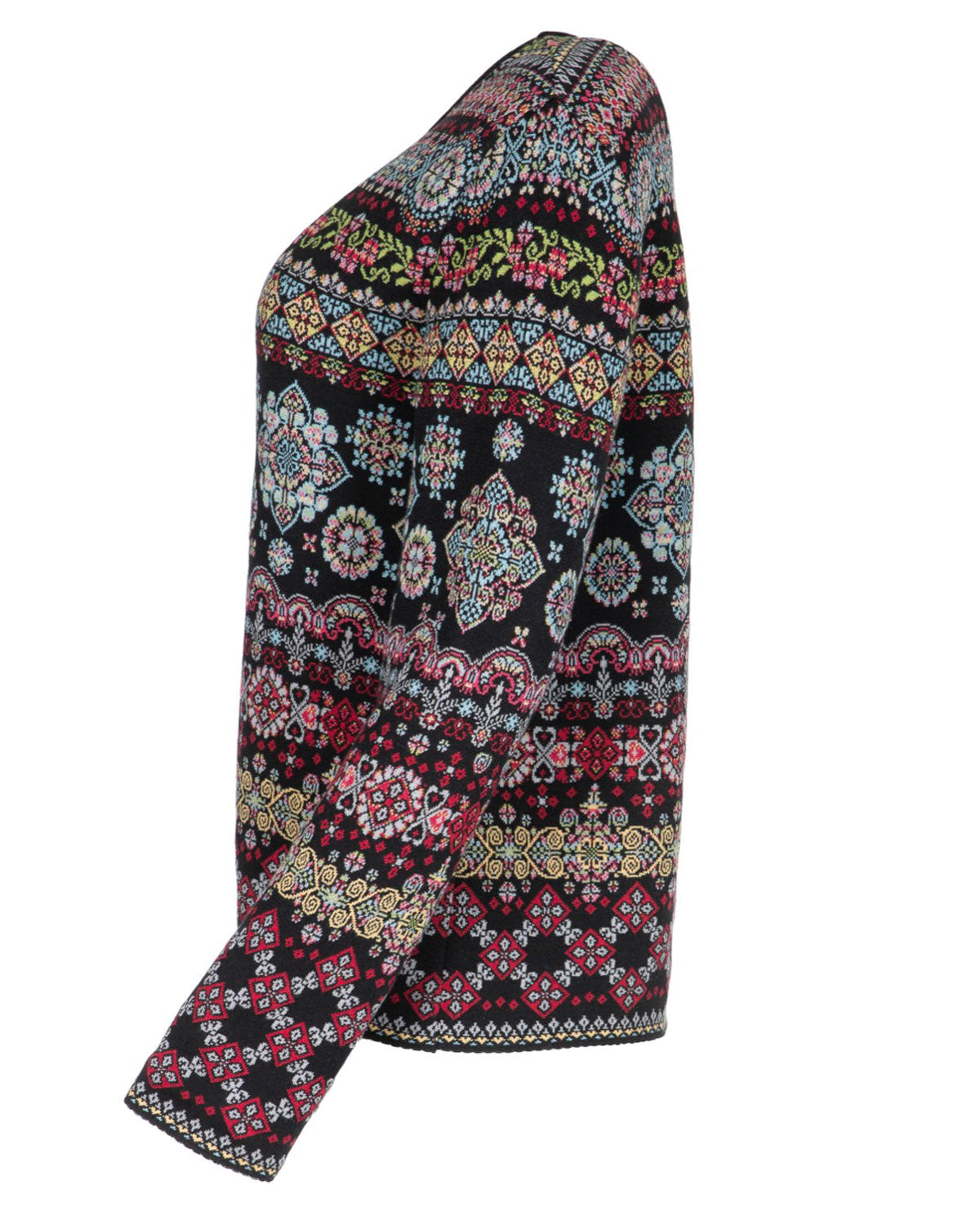 Dunque Damen Jacquard Pullover Rundhals Bio Baumwolle