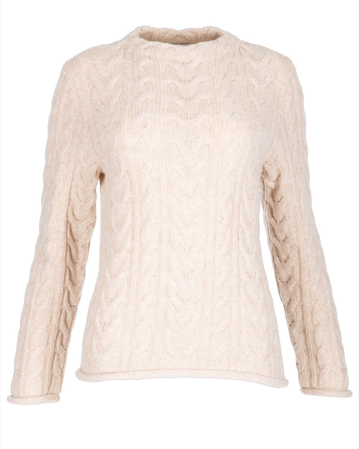 Dunque Damen Schurwolle Pullover Zopfmuster