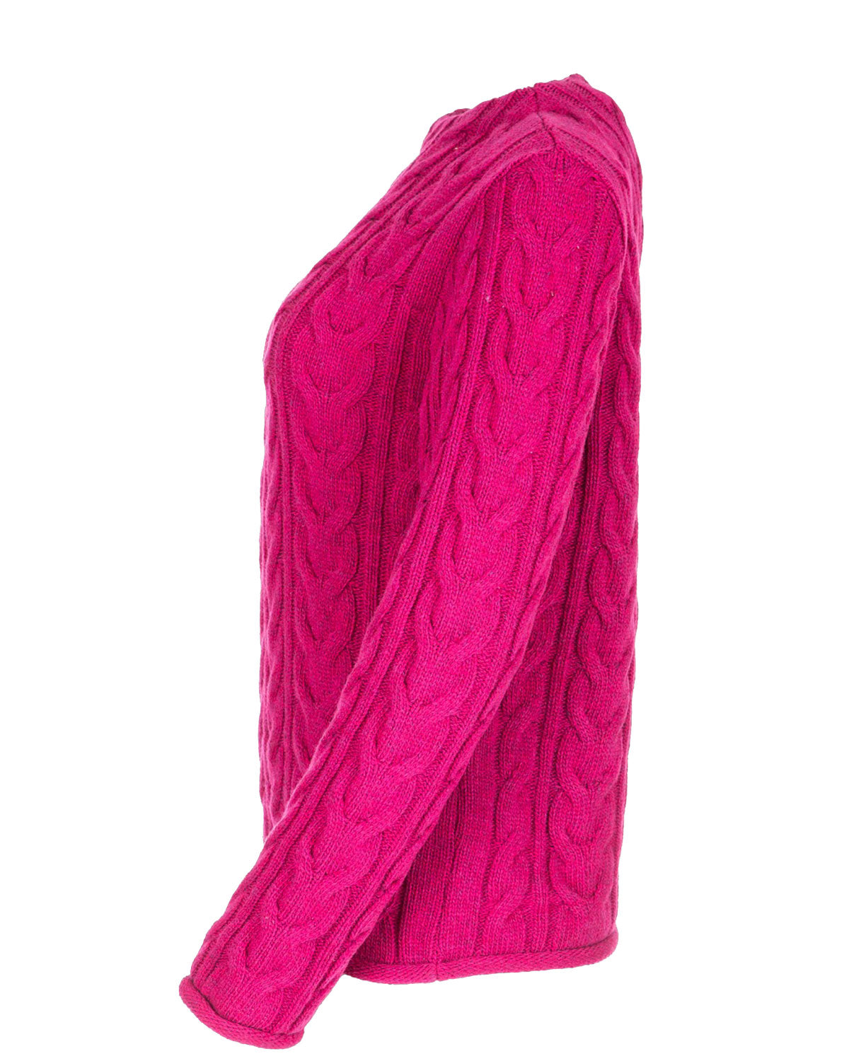 Dunque Damen Schurwolle Pullover Zopfmuster