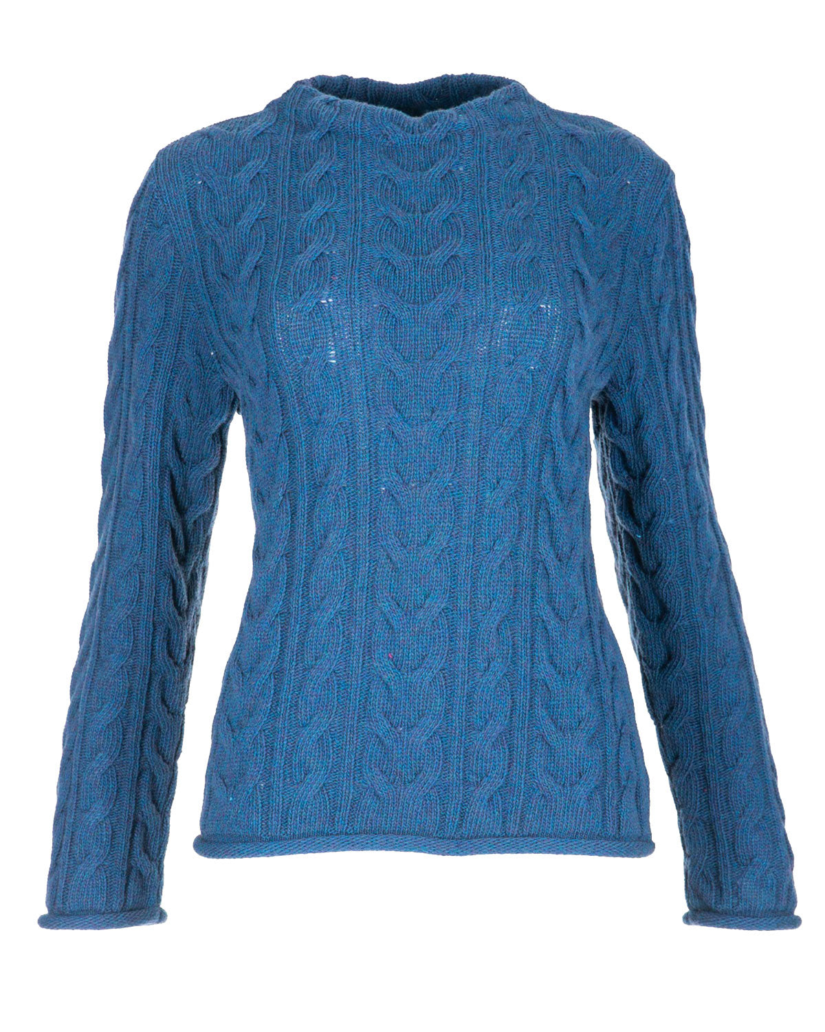 Dunque Damen Schurwolle Pullover Zopfmuster