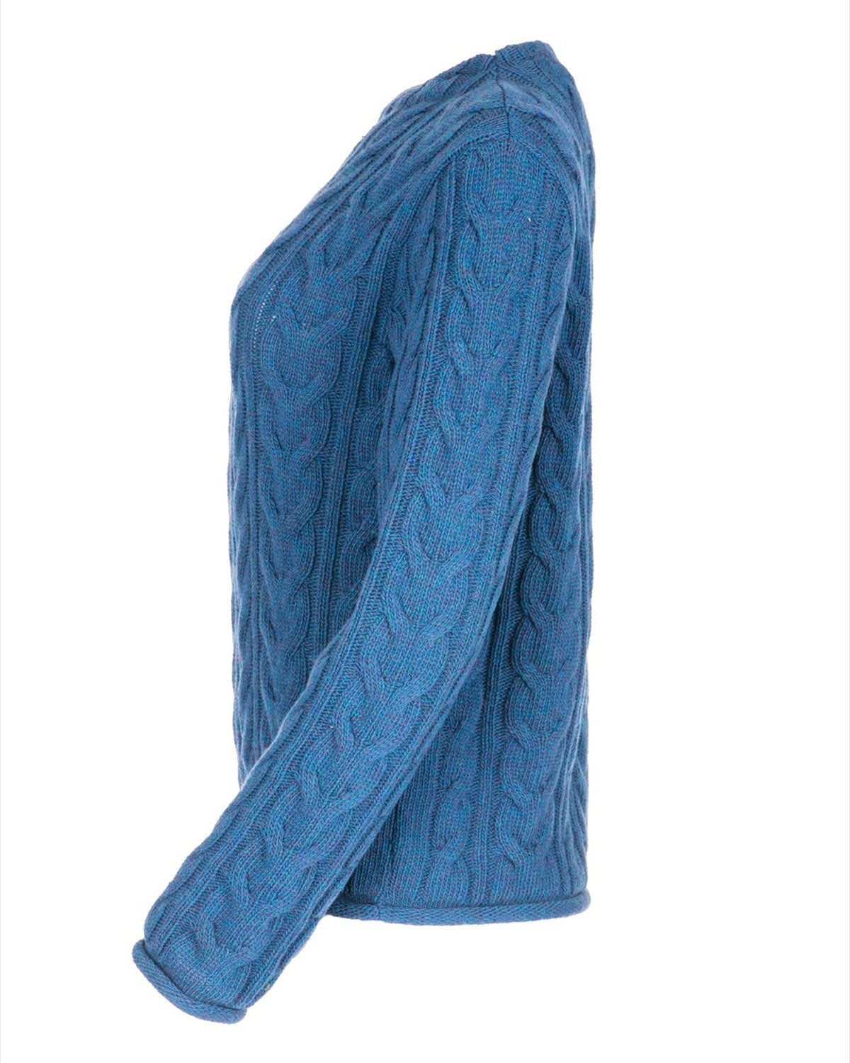 Dunque Damen Schurwolle Pullover Zopfmuster