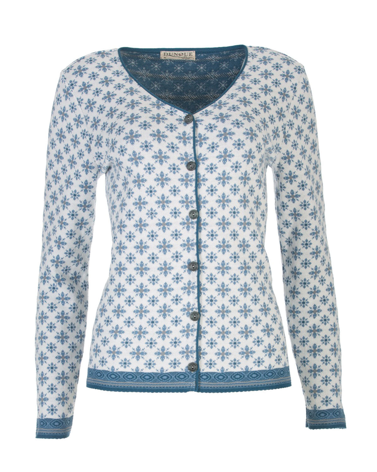 Dunque Damen Jacquard-Jacke Strick reiner Baumwolle Bio