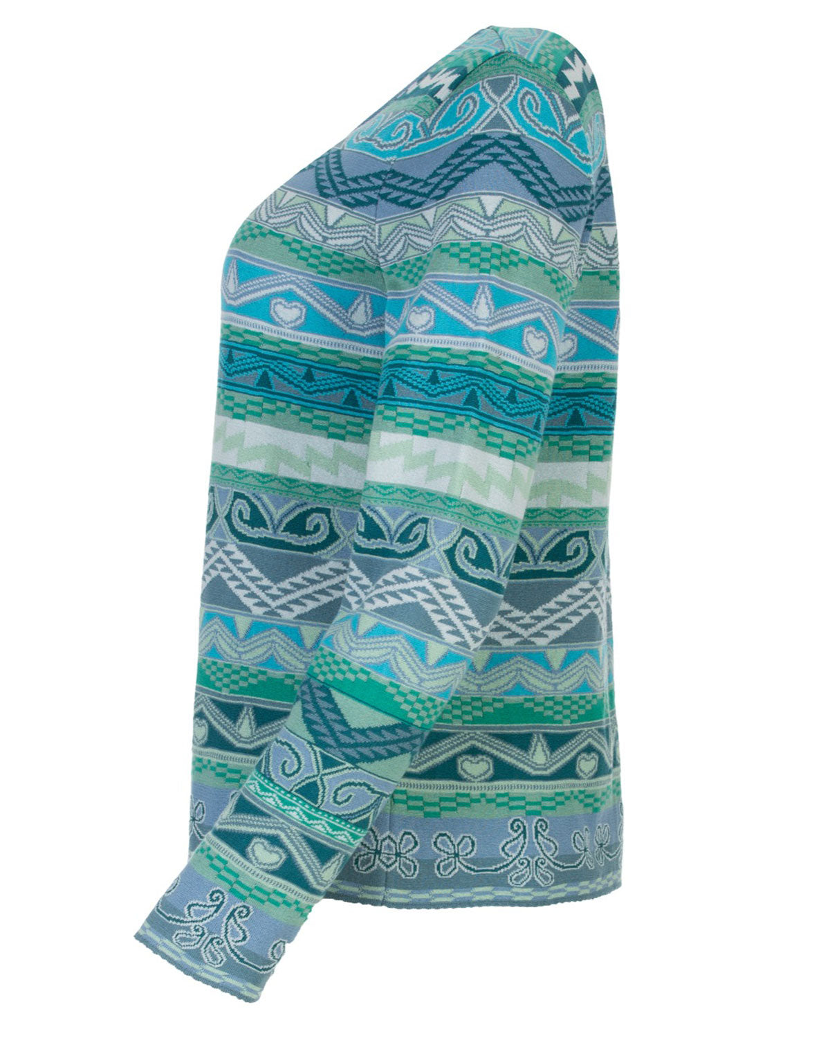 Dunque Damen Jacquard-Strick Pullover Bio Baumwolle