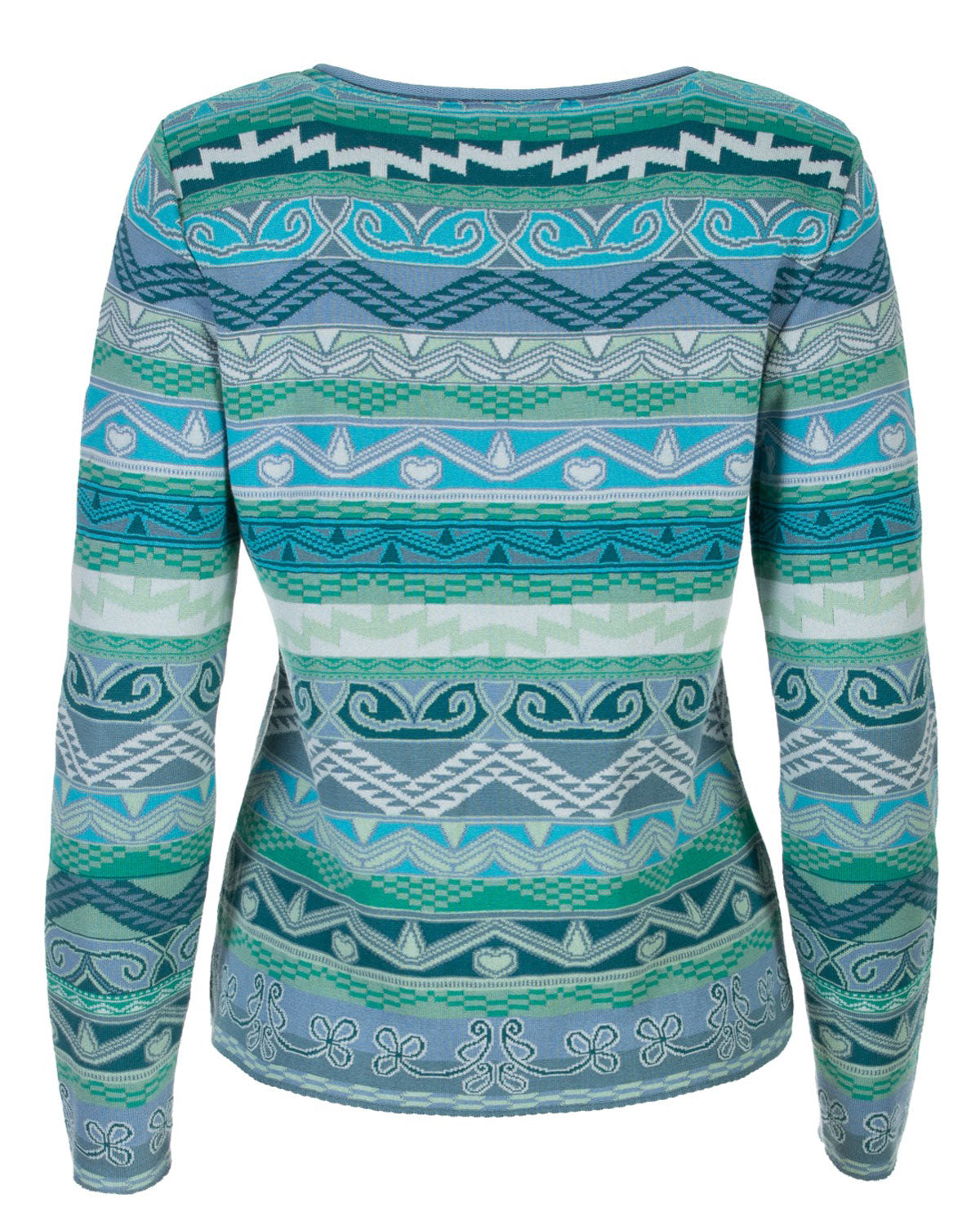 Dunque Damen Jacquard-Strick Pullover Bio Baumwolle