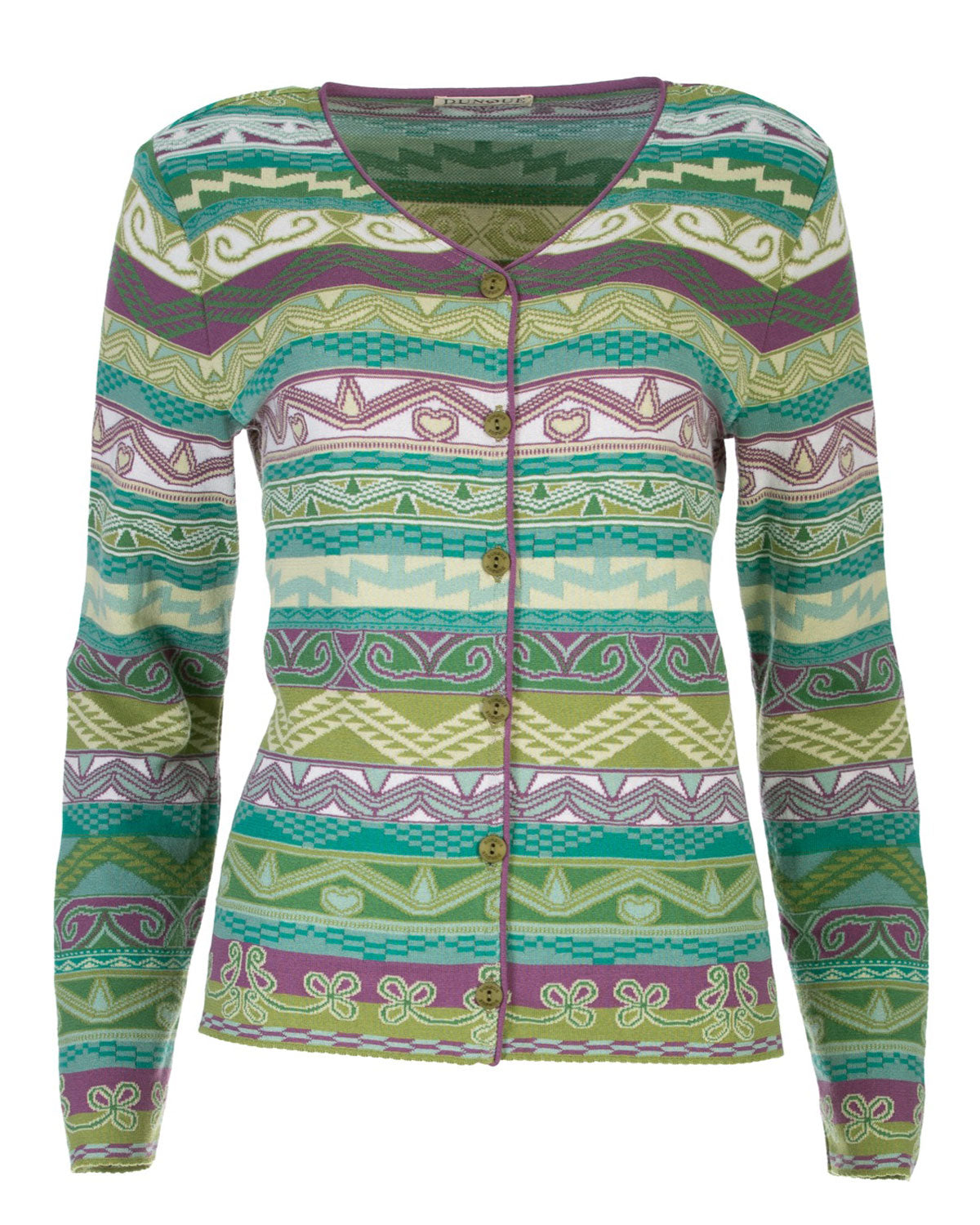 Dunque Damen Jacquard-Strickjacke Baumwolle Bio