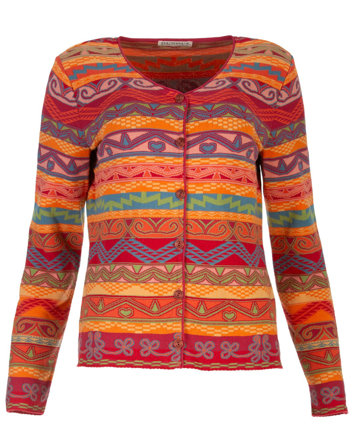 Dunque Damen Jacquard-Strickjacke Baumwolle Bio