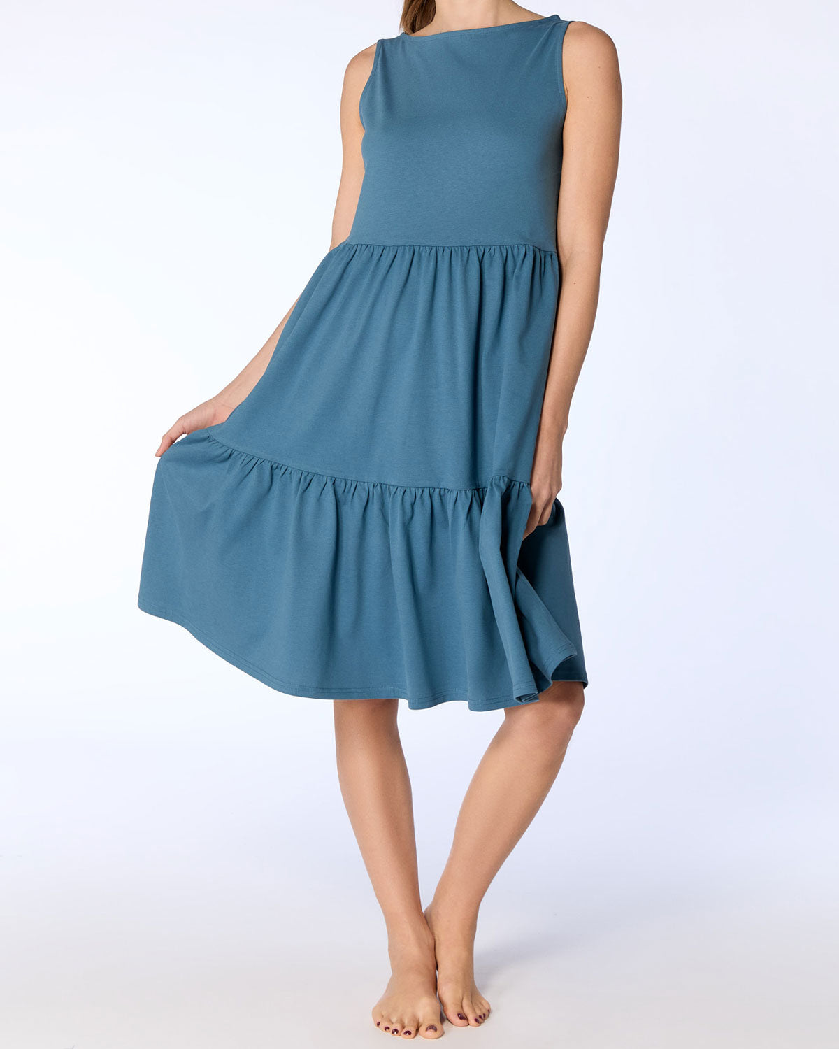 Leela Cotton Damen Volantkleid reiner Bio Baumwolle