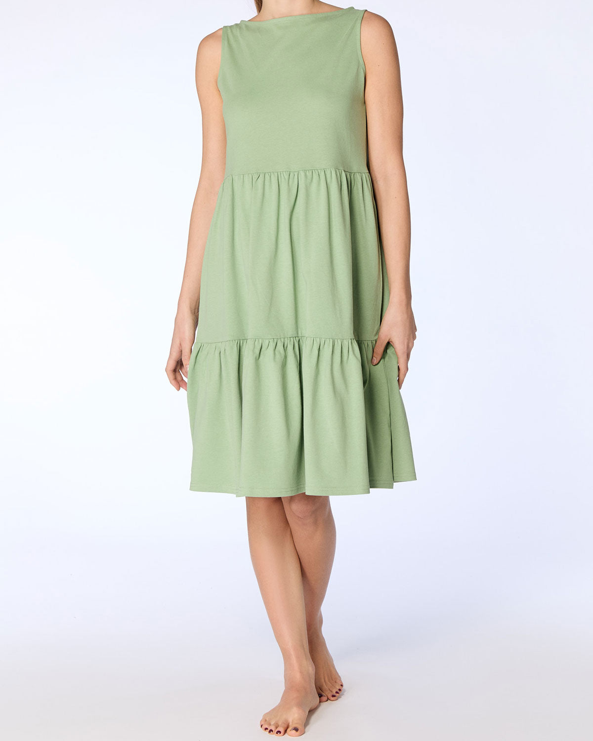 Leela Cotton Damen Volantkleid reiner Bio Baumwolle