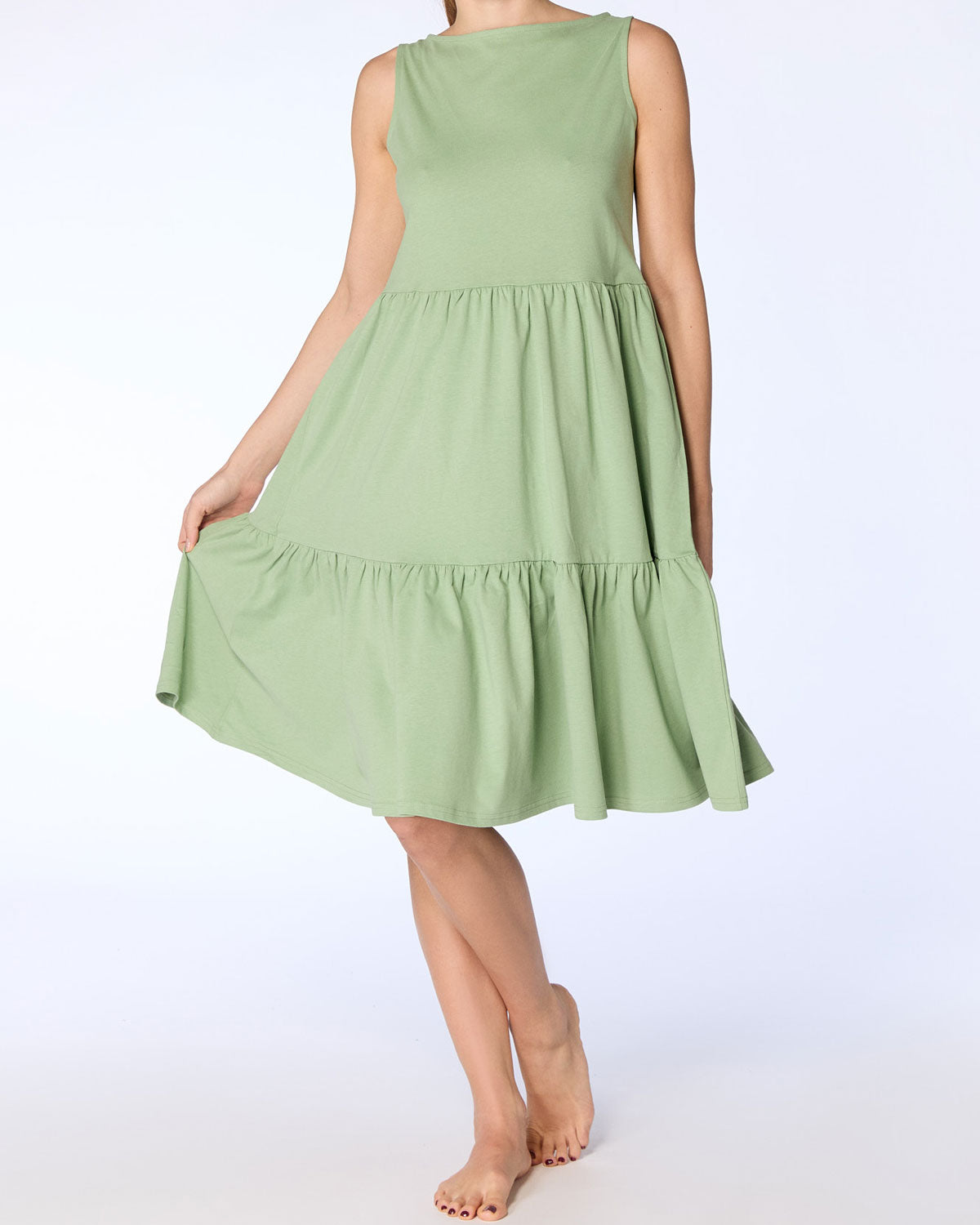 Leela Cotton Damen Volantkleid reiner Bio Baumwolle