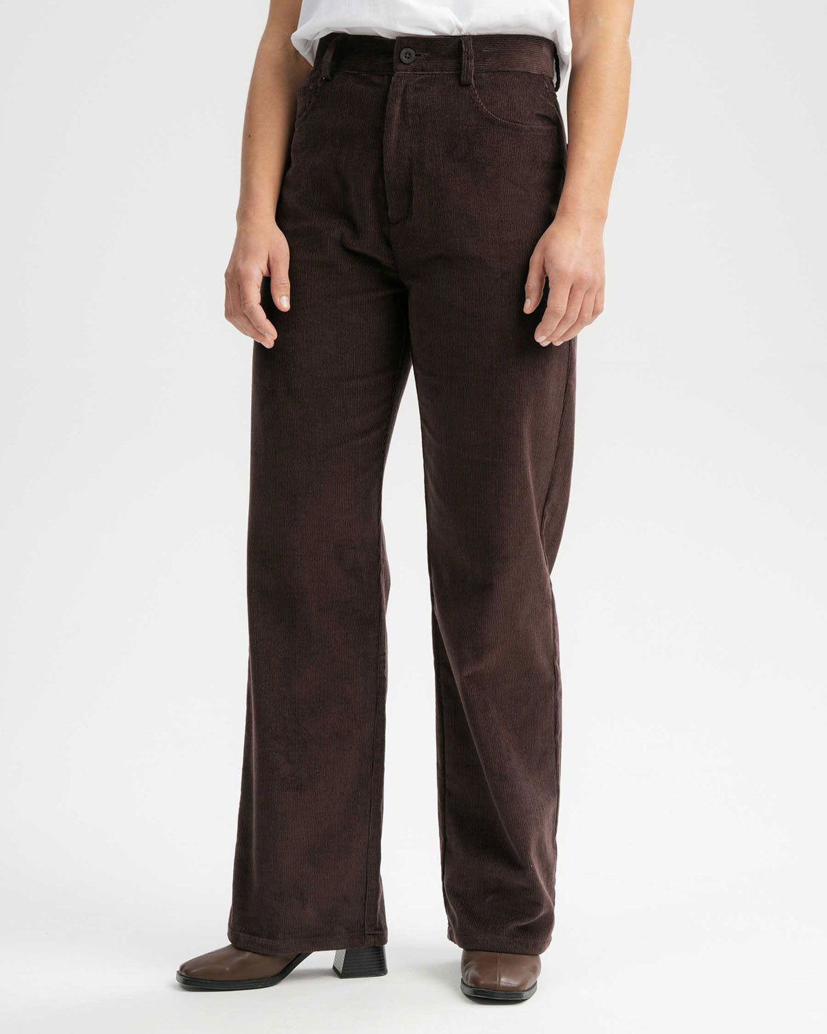 Mela Damen Cord Hose mit hohem Bund und weitem Bein Bio Baumwolle