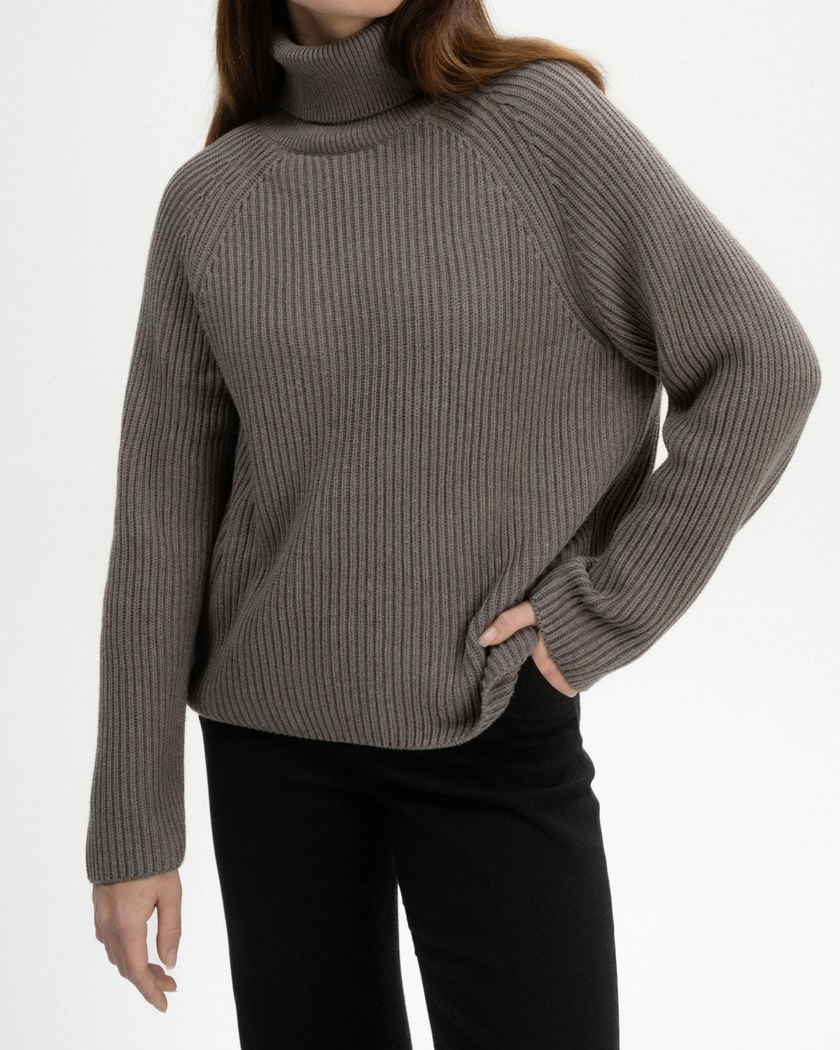 Mela Damen Rippstrick Rollkragenpullover Bio Baumwolle