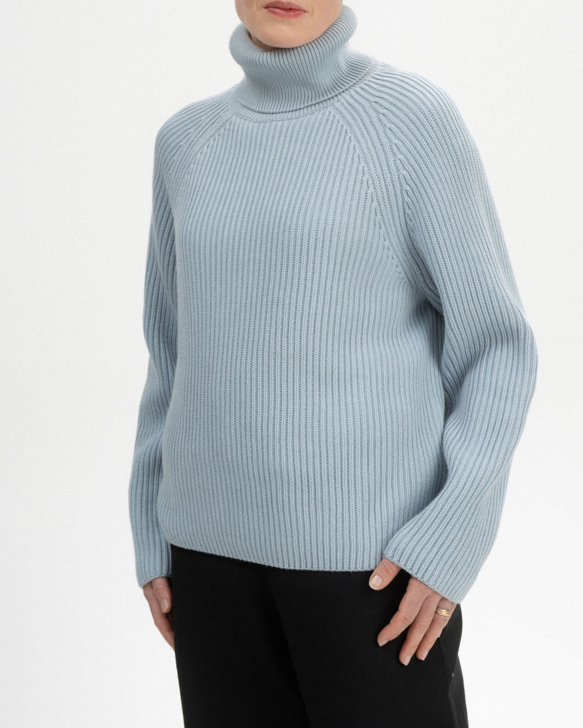 Mela Damen Rippstrick Rollkragenpullover Bio Baumwolle