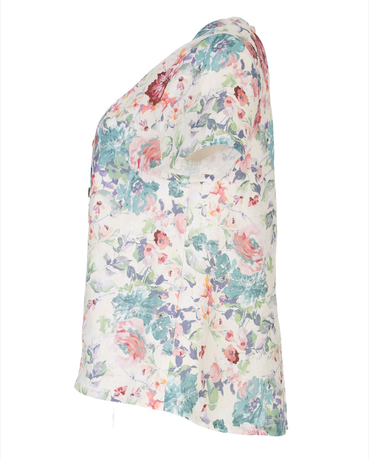 Naturalmente Damen-Leinenbluse mit floralem Muster