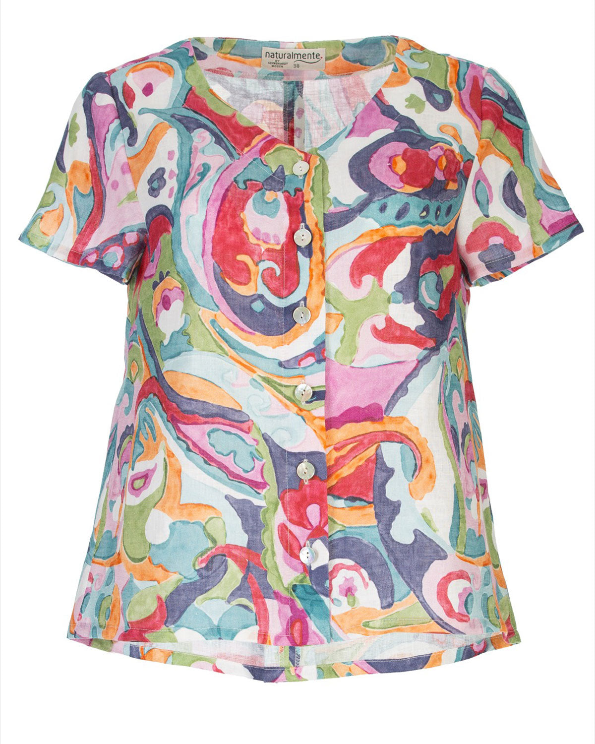 Naturalmente Damen-Leinenbluse mit floralem Muster