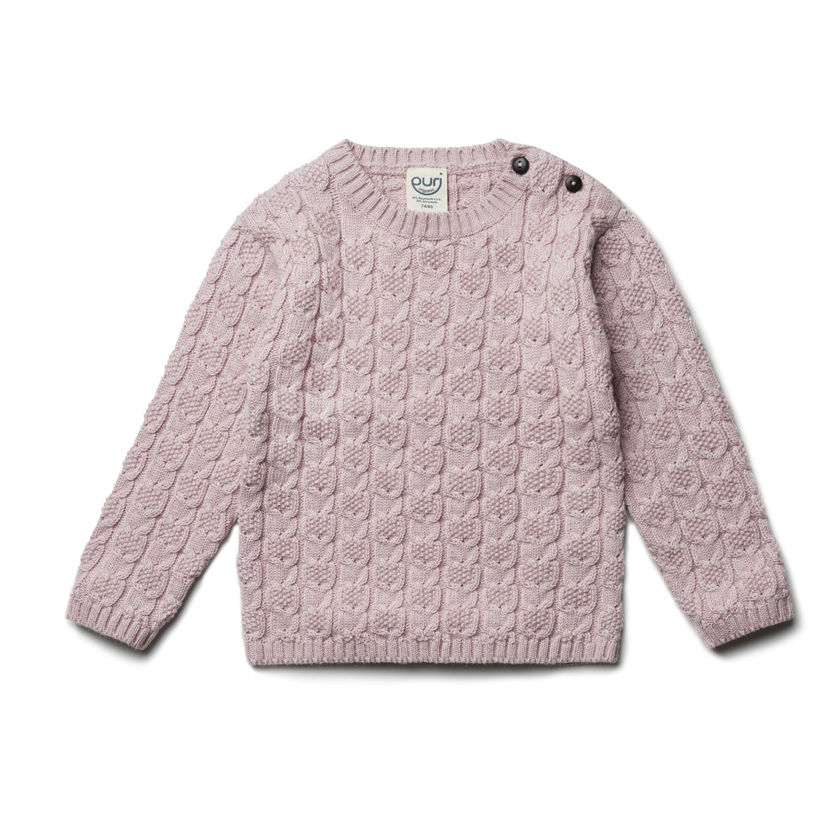 Puri Organic Kinder Pullover Strukturstrick Bio Baumwolle Wolle