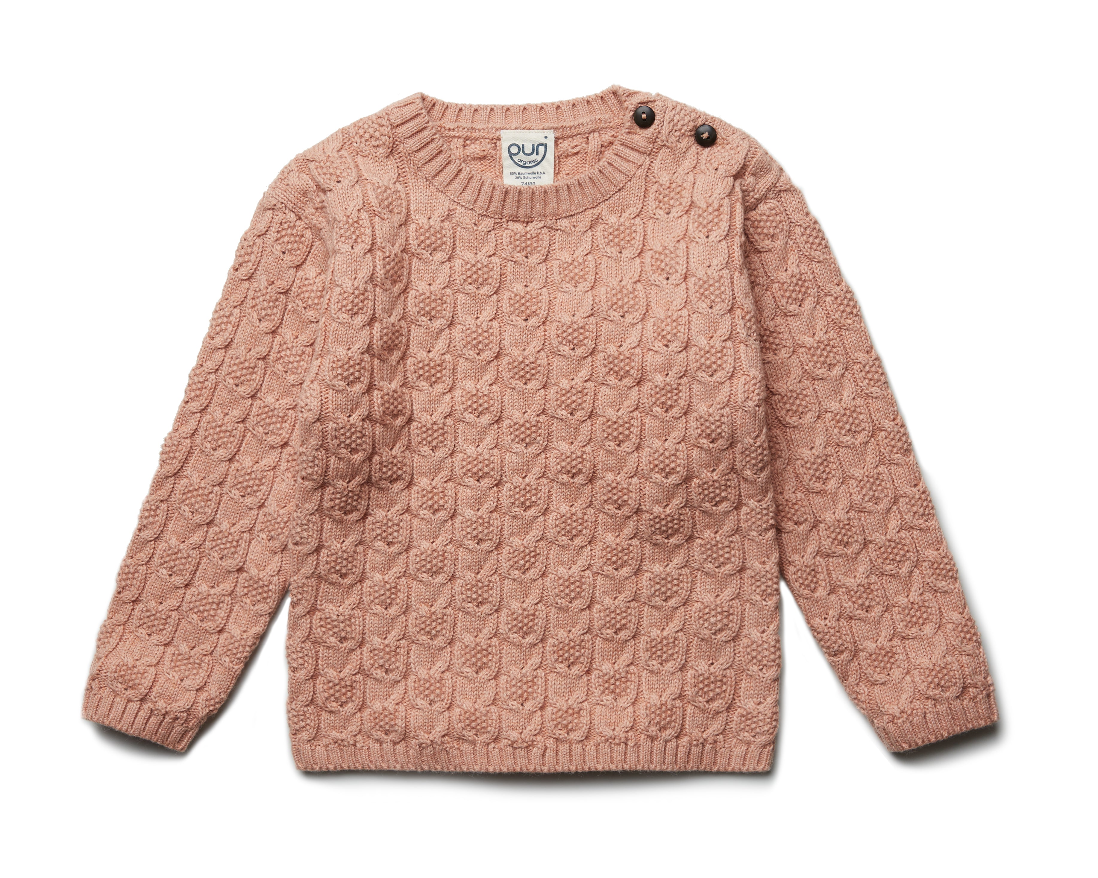 Puri Organic Kinder Pullover Strukturstrick Bio Baumwolle Wolle