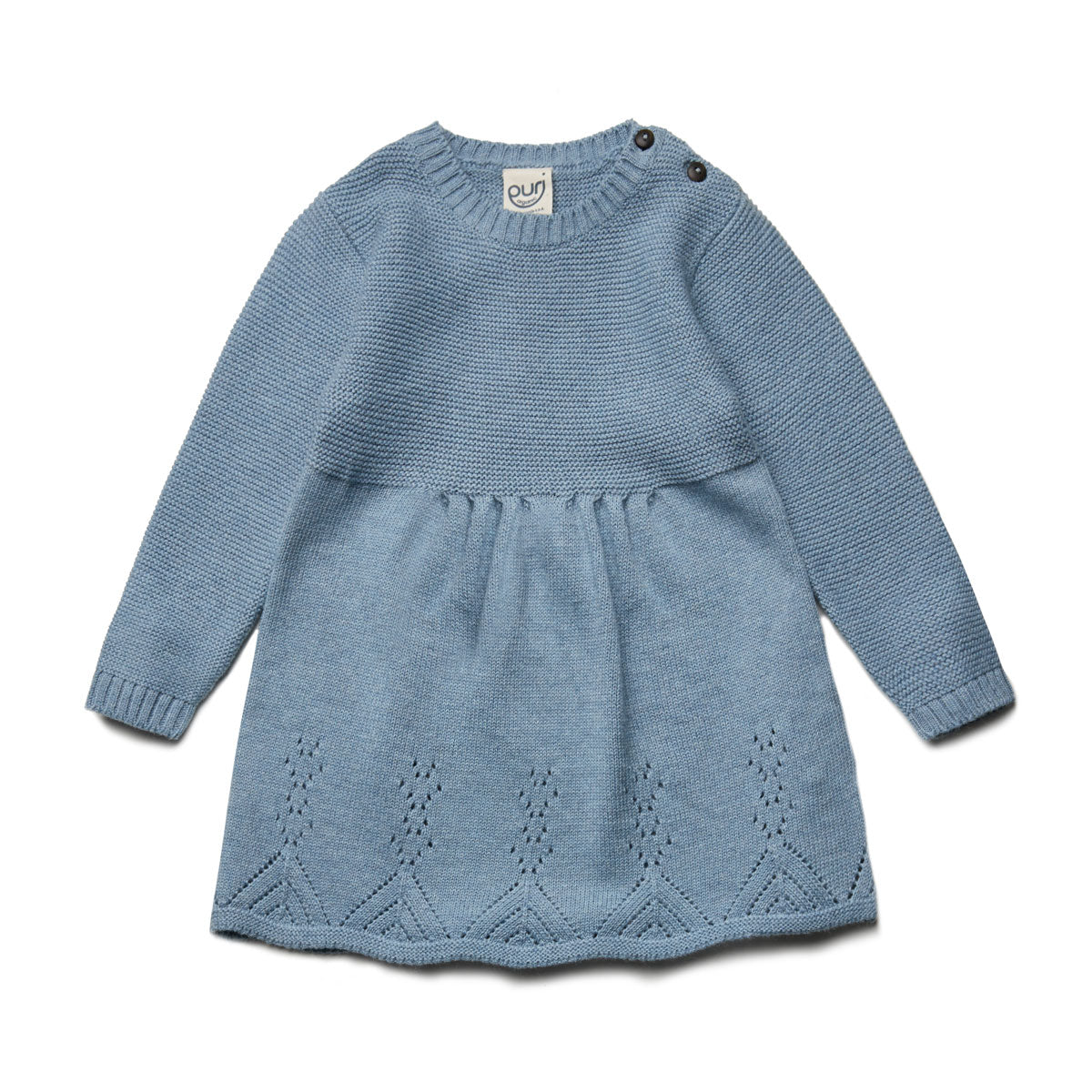 Puri Organic Kleinkinder Kleid Ajour  Bio Baumwolle Wolle