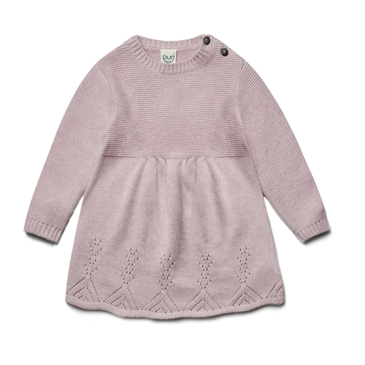 Puri Organic Kleinkinder Kleid Ajour  Bio Baumwolle Wolle