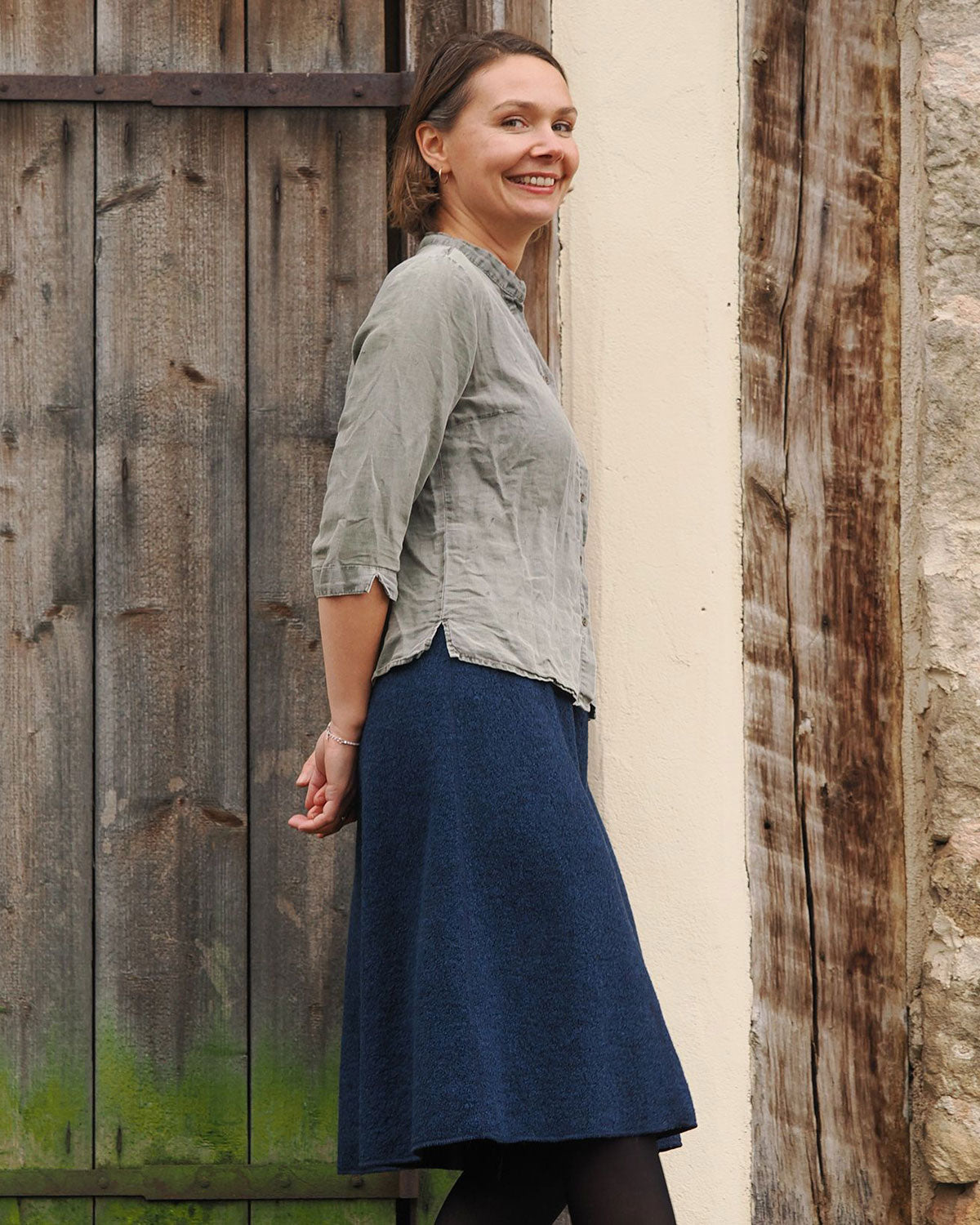 Damen Rock lang Kreppwalkstoff kbT-Merino Schurwolle